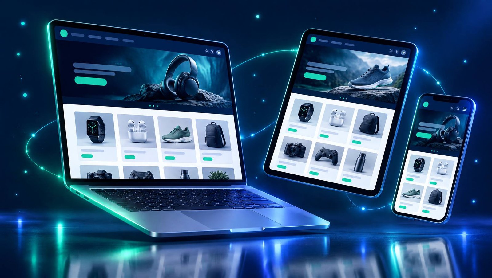 Tienda online con el mismo diseño adaptado a portátil, tableta y celular